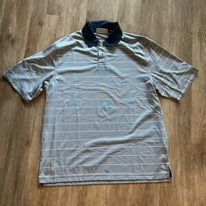 Ashworth Navy & White Stripe Golf Polo Size XL